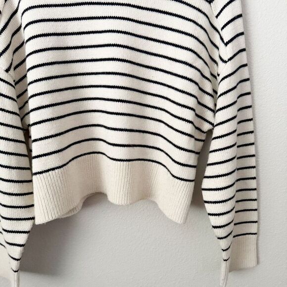 ZARA | Black Cream Ivory Knit Sweater Boxy High Neck Oversized | Size Medium - Picture 4 of 8